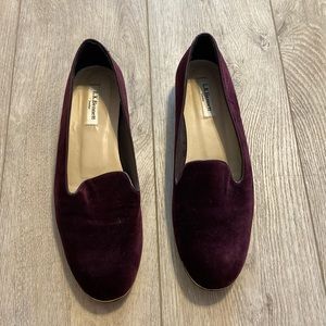 L.K.Bennett Velvet Maroon Smoking Flat, Size 42 (11)